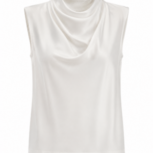 Monochrome Grace Draped Silk Blouse